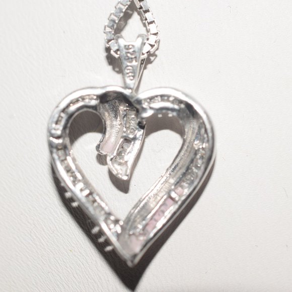 Vint. SS Heng Ngai Genuine Diamond Heart Necklace - Picture 3 of 7